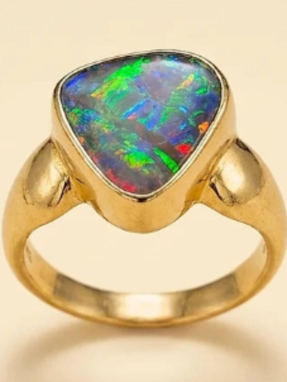 18K Magnificent Fiery Opal Encased in Solid Gold Setting Bridal Registry